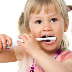 Little girl brushing